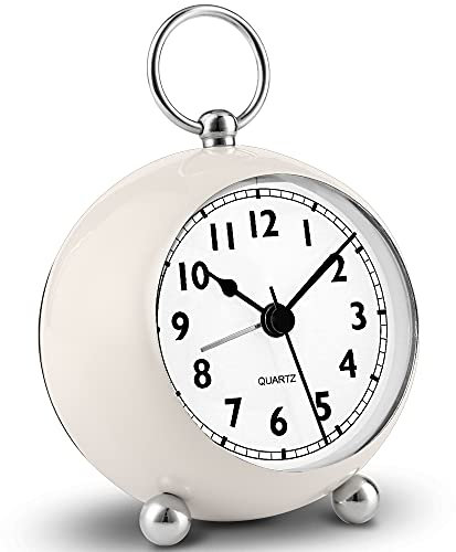 Tisaika Silent Alarm Clock Non Ticking Bedside Clocks Battery Operated Table Clocks for Bedroom Easy to Read Set Night Light Function Simple Stylish Little Clock for Home Office
