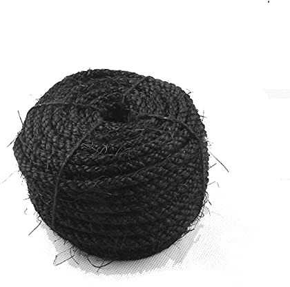 Egurs sisalrep naturligt klösträd tillbehör rep för klösträd, naturligt sisalrep, trädgårdsdekoration, kattträd, katttillbehör svart 6 mm x 2 5 m