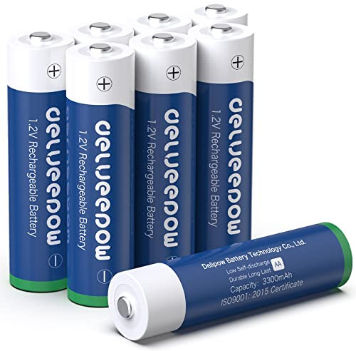 Delyeepow Pilas Recargables AA 3300mAh, 8 Piezas Pilas AA Recargables 1200 Ciclos de Alta Capacidad Ni-MH (BW-8AA)