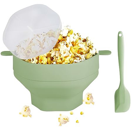RZMZBY Ciotola per Popcorn,Popper per Popcorn per Microonde,Macchina per Popcorn in Silicone con Coperchio e Manico, per Feste in Casa, Serate Cinematografiche (indaco)