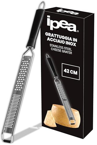 IPEA Grattugia per Formaggio Piatta e Lunga in Acciaio Inox - 42 cm - Grattuggia Manuale Piana con Manico Ergonomico per Grattugiare Formaggi, Limone, Agrumi, Cioccolata - Lavabile in Lavastoviglie