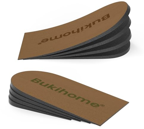 Bukihome plantilla espolon calcaneo, taloneras para zapatos, alzas para zapatos hombre/mujer, 4 capas ajustables para taloneras fascitis plantar, espolones calcáneos s (marrón, S: 35-38,5)