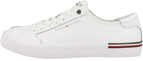 Tommy Hilfiger Men’s Core Corporate Leather Low Top Vulcanised Trainers, White (White), 9