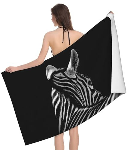 ESASAM Badetuch mit Zebramuster, superfeines Faser-Handtuch mit einzigartigen Mustern, Schwarz und Weiß