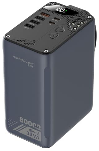 80000mAh High Capacity PD 30W Power Bank Fast Charging 22.5W Portable USB C Battery Packs with 5 Outputs & LCD Display Battery Bank for iPhone, Samsung, iPad ,Macbook & Outdoors Camping (GREY)