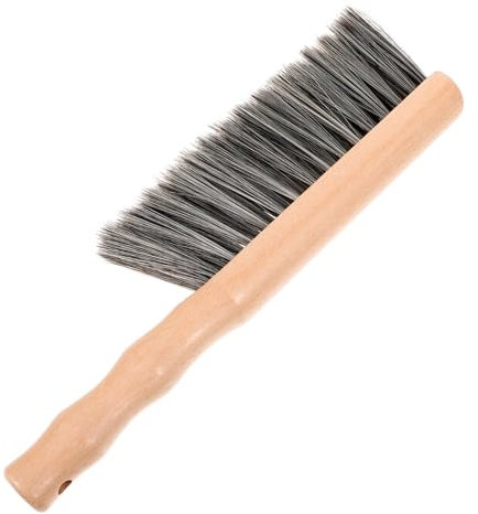 Ipetboom Fireplace Bench Brush with Wood Handle, Gray Hand Broom for Fireplace and Kitchen Counter Cleaning, Dust Removal Brush for Home and Bench Cleaning Accessories