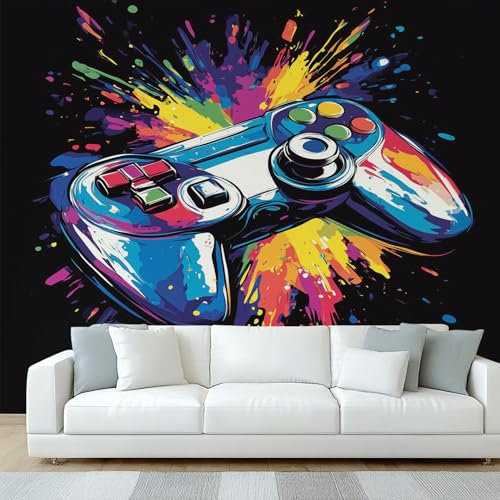 Générique Papier Peint Panoramique 3D Gamer, Papier Peint Graffiti Contrôleur, Fresque Murale, Decoration Chambre Salon, 450 x 315 cm