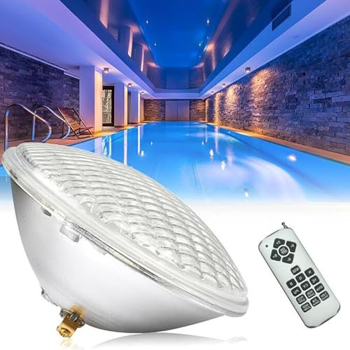 Luci Per Fontane - Faretti Per Piscina, Faretto LED Da Incasso PAR 56 Per Fontana, Lampadina Subacquea RGBW Impermeabile IP68 Per Piscina, Illuminazione Subacquea Per Piscina Con Telecomando(DV 24V,18