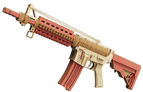 Puzzle de madera para adultos, rompecabezas 3D, rifle de madera, juego de construcción de maquetas, juguete de pistola de goma de madera, tiempo de montaje 6 horas, creativo adulto