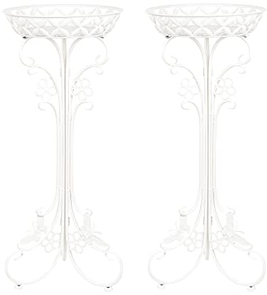 Sungmor Lightweight Metal Flower Pot Stands - 2 Pack 29.7 Inches Tall White Plant Stand - Rustproof Potted Plant Holder Container Support - Indoor & Outdoor Elegant Corner Decorative Display Rack