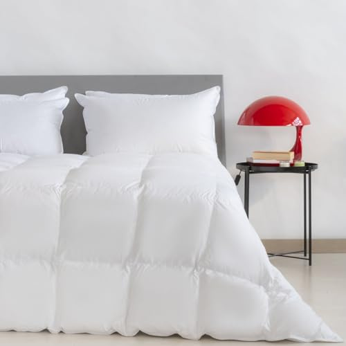 Zenoni & Colombi | Bettdecke Winterdecke extra gefüllte Bettdecke Wärmeklasse 6 | 100% sibirische weiße Gänsedaunen, Füllgewicht: 300 gr/mq | 100% Baumwolle | Hergestellt in Italien (135X200cm)