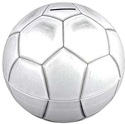 Spardose - Fußball mit Sparschlitz aus elektrolytischem Weißblech - Bedruckung: weiß - Ø 18,5cm