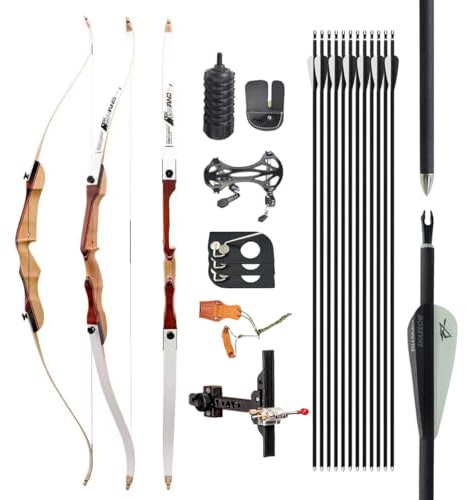 surwolf Arc Classique de compétition, 48/54/66/68 10~38 LB, Arc de Sport pour débutant, Arc Classique et flèche, Arc de Chasse, Arc Long pour tir à l'arc Main Droite (68-Arc Set, 28lbs)
