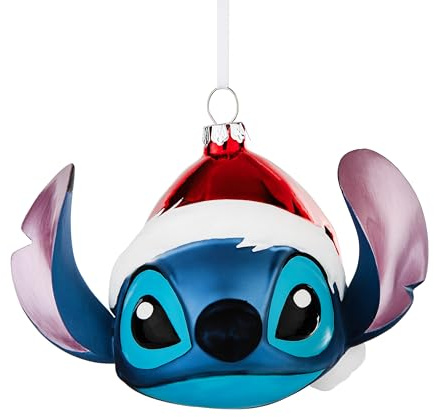 Hallmark Festive Stitch Geblasenes Glas Ornament - Lilo und Stitch Baumschmuck Disney Hängende Weihnachten Geschenke