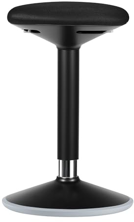 Wiltec Svart balanspall för kontor ergonomisk snurrpall höjdjusterbar 55-81 cm 135 kg lastkapacitet pall för att sitta och stå