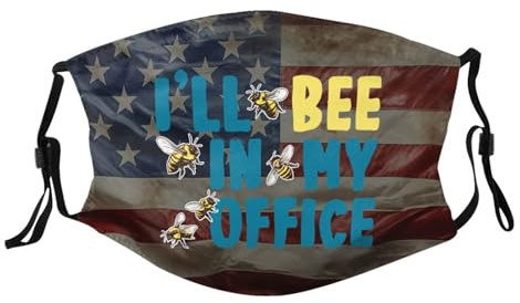 I'll Bee in My Office - Beekeeper Beekeeping Face Mask Reusable Adjustable Balaclava Dust Washable for Adult6 Black