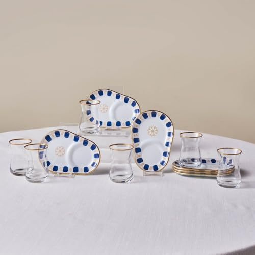 Karaca Belem Bleu marine Ensemble de verres à thé 12 pièces