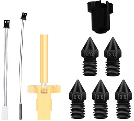 Uxsjakjsd Kit de Extremo Caliente para Boquilla de Acero Endurecido IR3 V2, Termistor NTC100k, Tubo de Calentamiento, Bloque Calefactor de Garganta, Piezas de Impresora 3D de 0,8 mm.