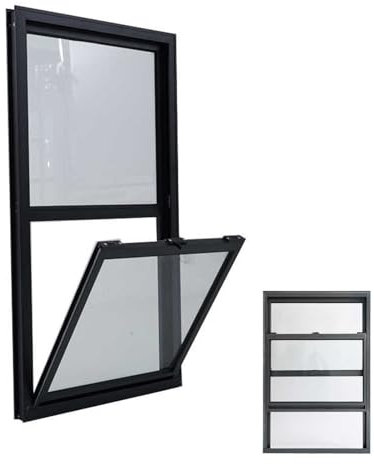 Vertical Sliding Windows Ventilation Replacement Windows Basement Flush Mount Mobile Window for Bathroom Garages and Loft(30X50CM/11.8X19.7IN)