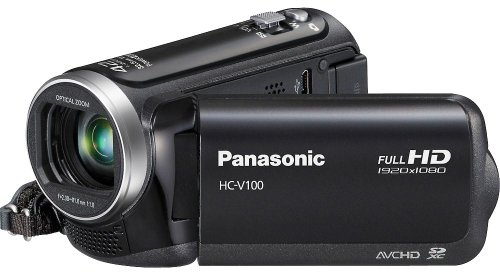 Panasonic HC-V100 HD Camcorder 42x intelligent Zoom Handheld camcorder 25.4/5.8 mm 1/5.8 2.38-81 mm Auto, Cloudy, Full HD 2.7-Inch LCD black (Renewed)