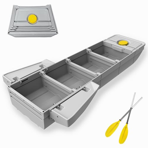 Kayak de pesca, diseño plegable, fácil de almacenar y transportar, alternativa duradera a los barcos inflables, cabe en el maletero del coche, capacidad para 2-4 personas