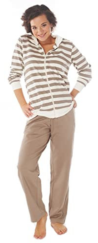 Consult-Tex Damen Pyjama Freizeitanzug Hausanzug Homewear Suit Jogginganzug Pyjama Baumwolle Reißverschluß DW770. 32-34