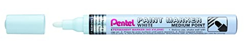 Pentel MMP10 Paint Marker Pen, 4.5mm Tip Medium Bullet Point, White ink (Single Pen)