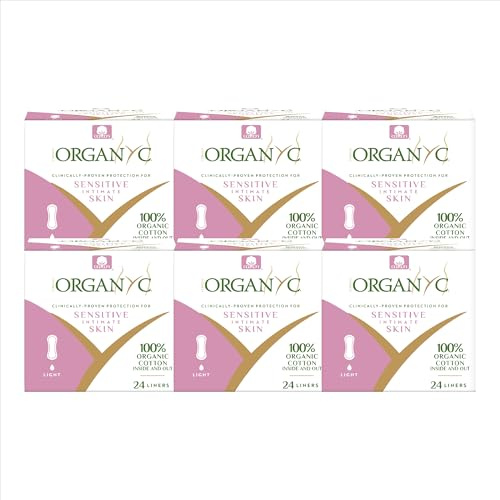Organyc 100% Certified Organic Cotton Inside and Out Folded Panty Liner - Everyday Sanitary Pad, Free from Wood Pulp, Perfumes, SAP and Chemicals, Light Flow (144 Count)