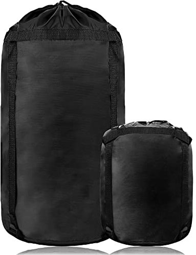 YINXN Ultralight Waterproof Sleeping Bag Compression Sack - 46L Black Nylon Stuff Sack for Camping, Hiking, Backpacking & Travel Gear