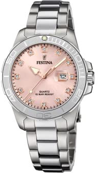 Festina Damen Analog Quarz Uhr mit Edelstahl Armband F20503/2