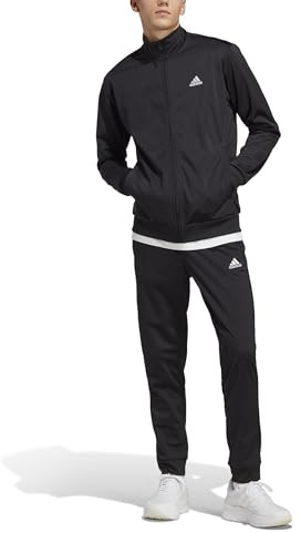 adidas Herren Linear Logo Tricot Track Suit, black/white/black/white, S