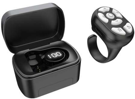 Telecomando Bluetooth TikTok Girapagina, Anello Clicker a Scorrimento per la Nuova Fotocamera Registrazione Video Pulsante Selfie Otturatore, Telecomando con Dito per IPhone per