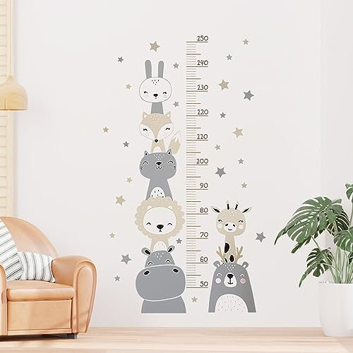 Wandtattoo Kinder Höhe Diagramm Messlatte Kind Wald Tiere Wandaufkleber Boho Dekor, Wandsticker Kinderzimmer für Mädchen Wandsticker Schlafzimmer Babyzimmer Kinderzimmer Dekoration