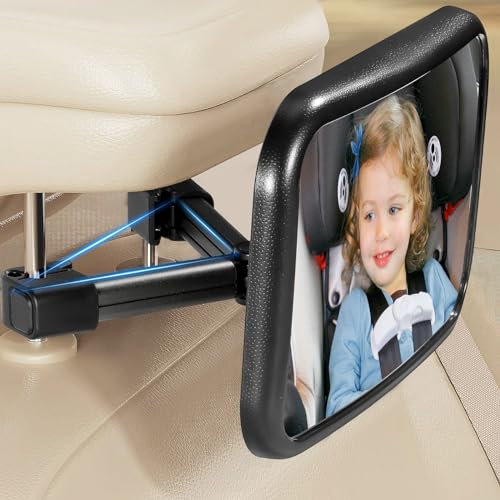 Vinabo Baby Car Mirror with Hook Clip, Anti-dropout Stroller Mirror, Safety, 360° Rotation Baby Rear View, Essential for Young Parents