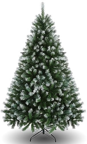 180cm Künstlicher Weihnachtsbaum mit klappbaren Zweigen, 1000 Zweigspitzen,Partybaum mit Metallständer, einfache Montage, Weihnachtsdekoration für Büro, Wohnzimmer und Küche Grün Weiß