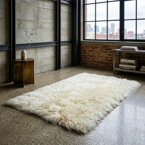 Super Plush 4X6 Flokati Rug | Soft and Fluffy 3.5 Pile | Excellent Quality | 100% Organic Wool | Shaggy Wool Off White Area Rug. (4' x 6')