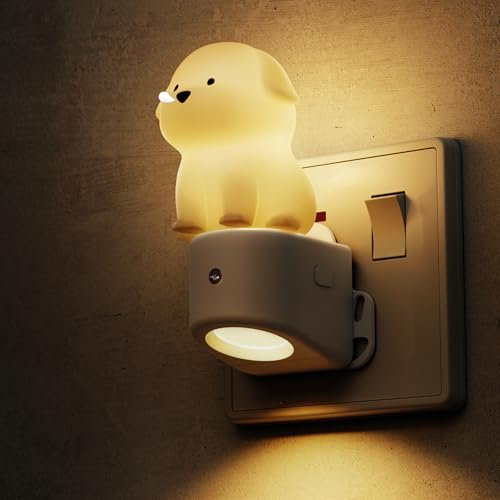 LOHAS-LED Plug in Night Light, 3D Cute Puppy Night Light with Dusk to Dawn Sensor, RGB + Warm White 3000K, Baby Nightlight for Kids Room, Toddler, Nursery, Hallway