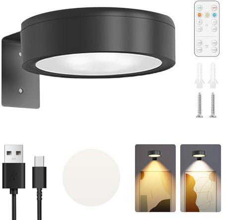 Rechargeable Picture Lights for Wall, Magnetic Wireless Led light stick on wall with Remote Control, Art Light for Paintings Picture Frame Indoor Display Cabinets Poster(1 Black + 1 Remote Control)
