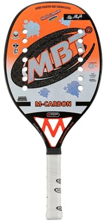 MBT M-CARBON, Racchetta Beach Tennis 100% Carbonio 12K - Trattamento Super Grip - Eva High Power – Leggera e Bilanciata – Profilo 21 mm - Custodia inclusa - firmata Matteo Marighella