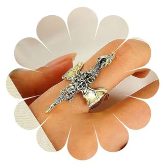 Cybche Anello Vintage Del Drago Volante Anello Aperto Regolabile Delle Ali Del Mostro Anello D'oro Del Drago Impennato Anelli Gotici Di Halloween Animali Anelli Delle Nocche Delle Dita Gioielli