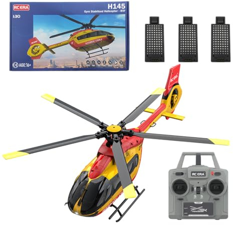 TENIREALX RC ERA C190 RC Helikopter för vuxna och nybörjare, skala 1/30 6CH enrotorflygplan med 6-axligt gyroskop, dubbel borstlös motor och optisk flödespositionering, RTF