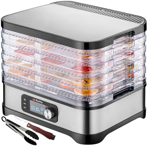 Dörrautomat Dörrgerät mit 5 Einlegefächern 35-70°C Obsttrockner Edelstahl LCD-Anzeige Fassungsvermögen bis zu 10 Liter,programmierbar für bis zu 72 Stunden bpe-frei