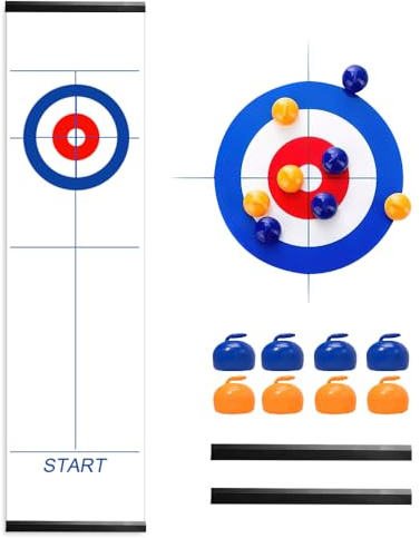 XPJBKC Table Top Curling Game, Shuffleboard Table Curling Game, Interactive Portable Team Board Table Top Games for All Family, Kids and Adults Party Travel, Easy to Set Up, Play