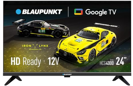 BLAUPUNKT Smart TV 24 HD Ready LED, Compatible con 12 V (Adaptador no Incluido), Google TV, WiFi, Bluetooth 5.0, HDMI, USB, Chromecast, Negro 24HCG4000S