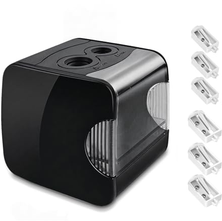 Electric Taille-Crayon Automatique - Pencil Sharpener Professionnel 2 Trous, Taille Crayon Entièrement Automatique 6-12mm pour L'école, Maison, Bureau