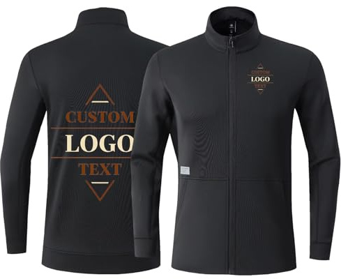 Qalviora Vestes de survêtement personnalisées pour hommes avec logo léger et fermeture éclair intégrale, veste décontractée pour entraînement, course à pied, veste active avec poches