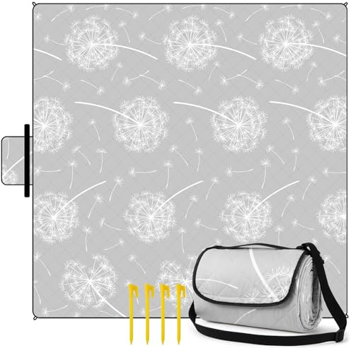 HAUSPROFI Waterproof Picnic Blanket – 200 x 200 cm, Large Foldable Mat with Carry Strap, Machine Washable, Ideal for Camping, Park, Garden & Beach