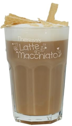 Herz & Heim® Latte Macchiato Glas mit Gratis Gravur des Namens