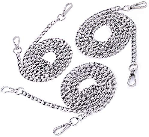 Swpeet,Juego de 3 correas planas de repuesto para bolso de mano, de metal, de 47 pulgadas, con hebillas, perfectas para bricolaje, bolso de mano