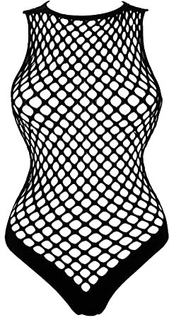 Buitifo Damen Sexy Body Bodysuit Dessous Mesh Teddy Einteiler Babydoll Nachtwäsche(Schwarz T5,Einheitsgröße)